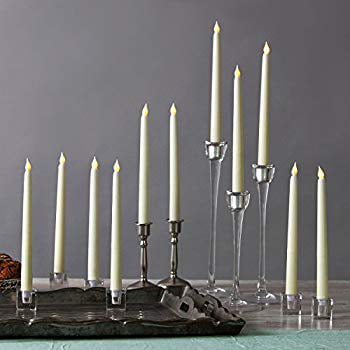 Warm White LEDs 4 Ivory 10 Flameless Taper Candles Batteries Included Vigil Collection Smooth Wax Finish